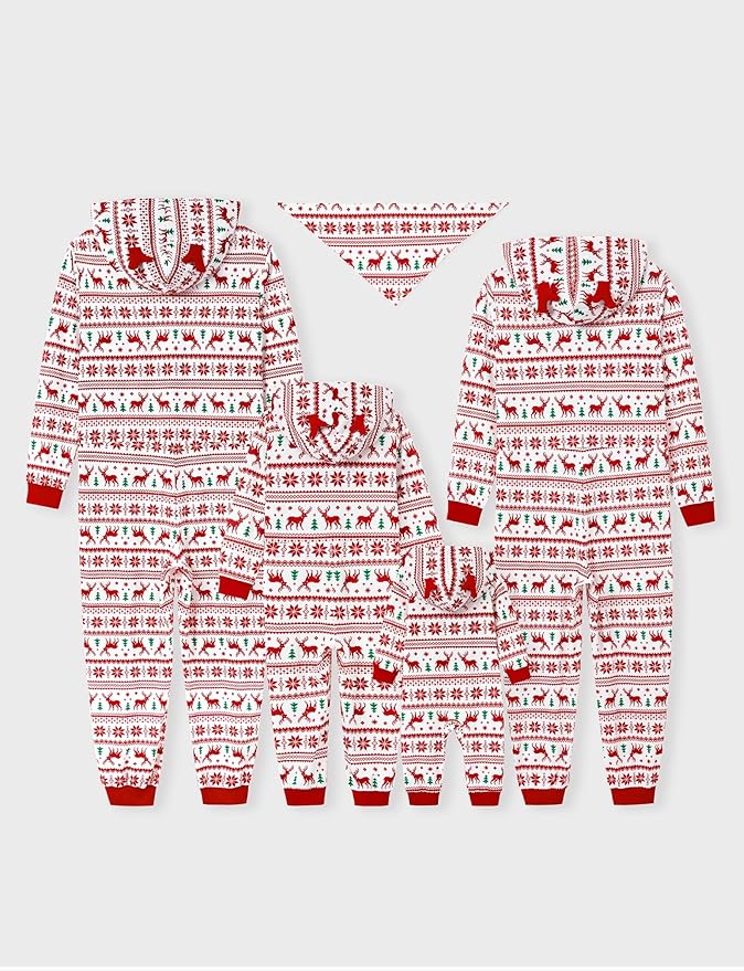PATPAT Matching Family Christmas Onesie Pajamas – Holiday Hooded Jumpsuit Sleepwear PJs Couples Xmas Loungewear with Socks