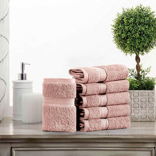 BLUENILEMILLS Madison Egyptian Cotton Face Towel/Washcloth Set, for Kitchen, Bathroom, Shower, Plush, 900 GSM, Highly Absorbent and Ultra-Soft Face Towels, Washcloths, Set of 6, Muted Mauve
