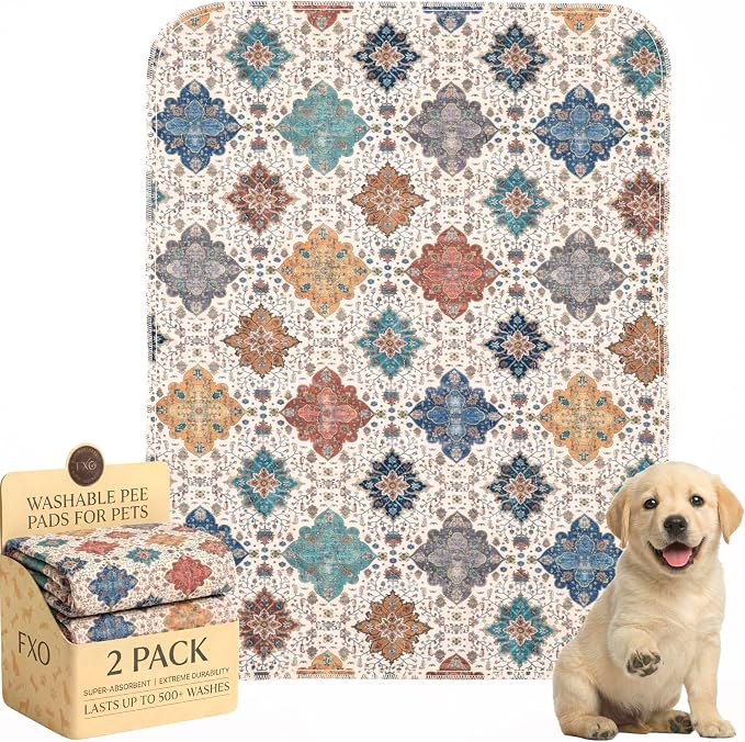 Washable Pee Pads for Dogs,Great Urine Absorbent Reusable Puppy Training Pads,Waterproof,Leak-Proof & Non-Slip Potty Pads for Whelping,Crate,Playpen,Bed.(Colorful Day,31"x36")