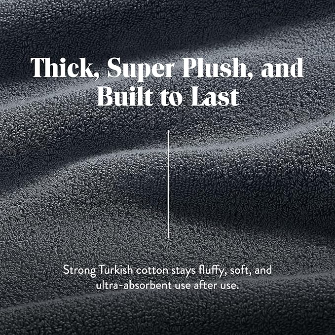 Brooklinen Super-Plush Turkish Cotton Washcloths Set of 2 Cotton, 820 GSM, Highly Absorbent, Machine Washable, Perfect for Home & Bathroom (13" x 13", Slate Grey)