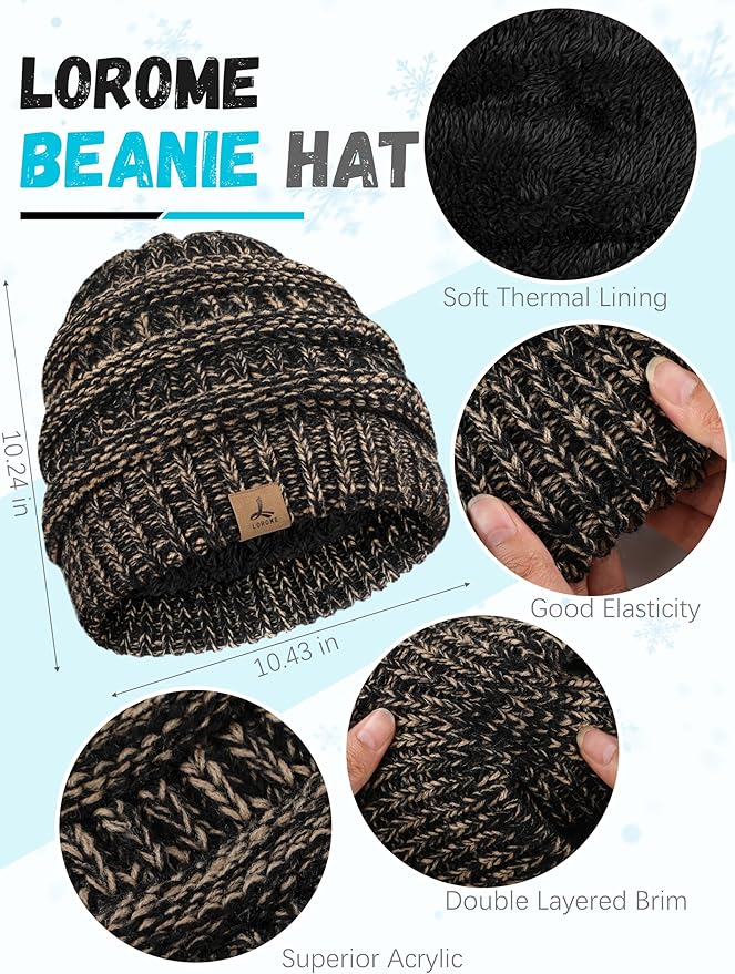 Winter Beanie Hat Scarf Gloves, Warm Fleece Knit Hats Touch Screen Gloves Neck Scarf Set Winter Gifts for Unisex Adult