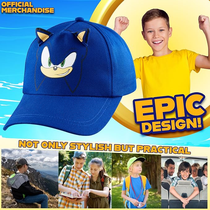 Sonic the Hedgehog Boys Baseball Cap Kids Sun Hat for Summer Beach Outdoor Play Cotton Ball Cap Gifts for Boys