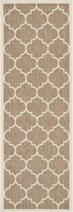 SAFAVIEH Courtyard Collection 2'3" x 14' Brown/Bone CY6914 Trellis Indoor/ Outside Waterproof Easy cleansingPatio Backyard Mudroom Runner Mat