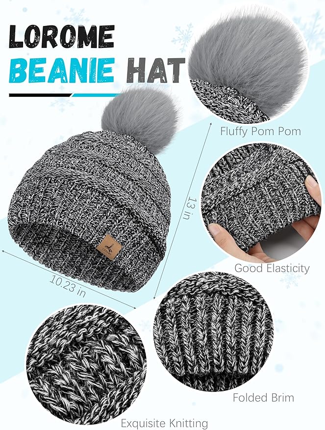 Winter Hat Scarf Gloves and Ear Warmer, Warm Knit Beanie Hat Touch Screen Gloves Set Winter Gifts Neck Scarves for Women