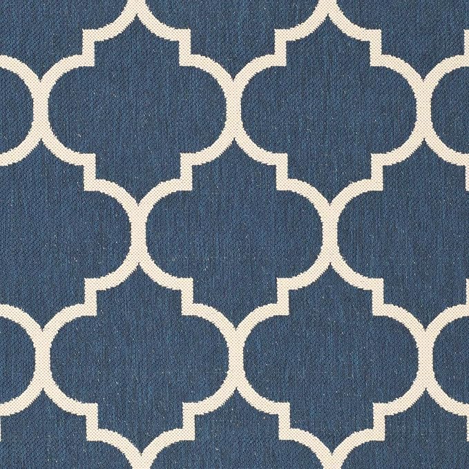 SAFAVIEH Washable Rug Outdoor Courtyard Collection - 6'7" x 9'6", Anthracite & Beige, Non-Shedding & Easy Cleaning, Ideal for Patio, Backyard, Mudroom (CY6914-246)