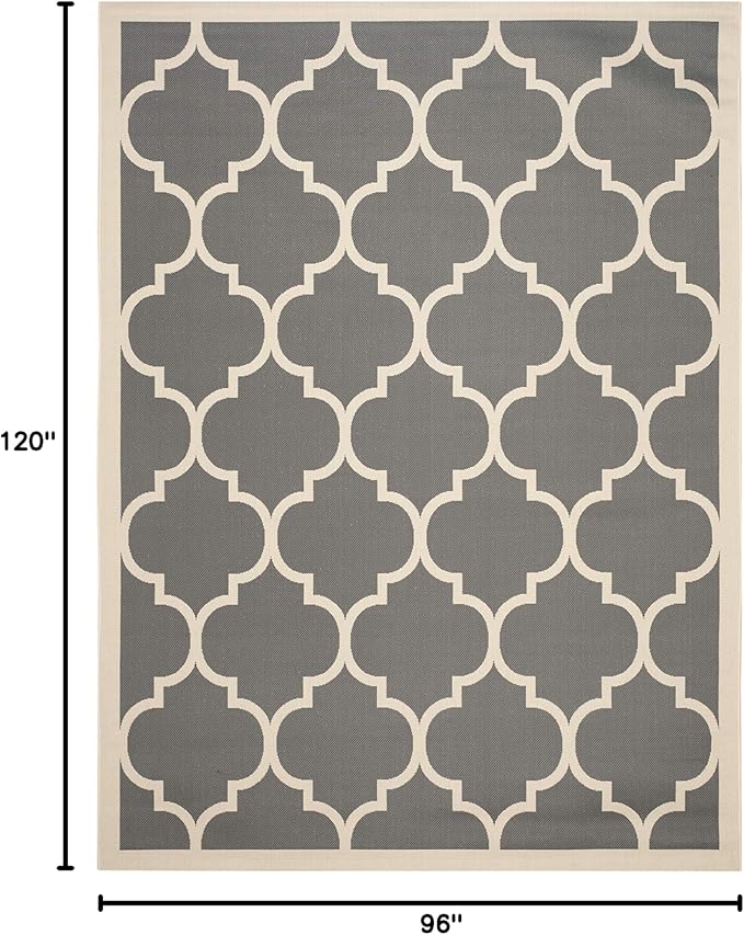 SAFAVIEH Courtyard Collection 8' x 10' Anthracite/Beige CY6914 Trellis Indoor/ Outside Waterproof Easy cleansingPatio Backyard Mudroom Area Mat