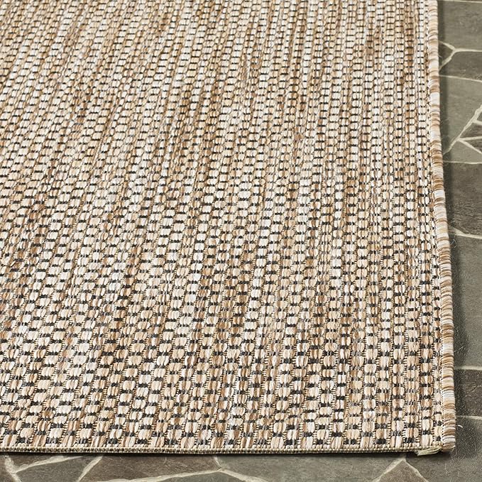 SAFAVIEH Washable Rug Outdoor Courtyard Collection - 2'3" x 14' Runner, Natural & Black, Non-Shedding & Easy Cleaning, Ideal for Patio, Entryway, Mudroom, Hallway, Kitchen (CY8521-37312)
