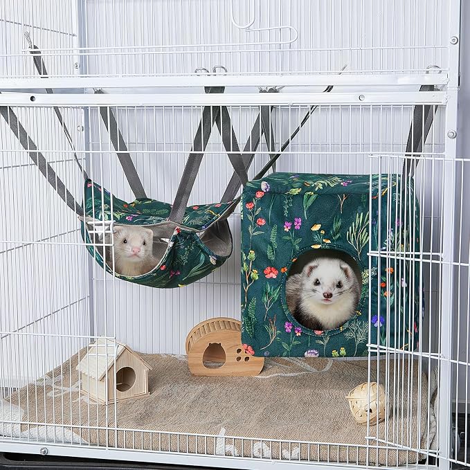 Glittme 4 Pack Cozy Ferret Hammock, Soft Washable Cage Bed for Small Animals