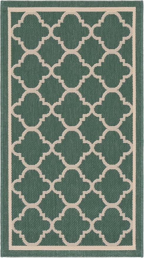 SAFAVIEH Courtyard Collection 2' x 3'7" Dark Green/Beige CY6918 Moroccan Trellis Geometric Indoor/ Outside Waterproof Easy cleansingPatio Backyard Mudroom Accent Mat