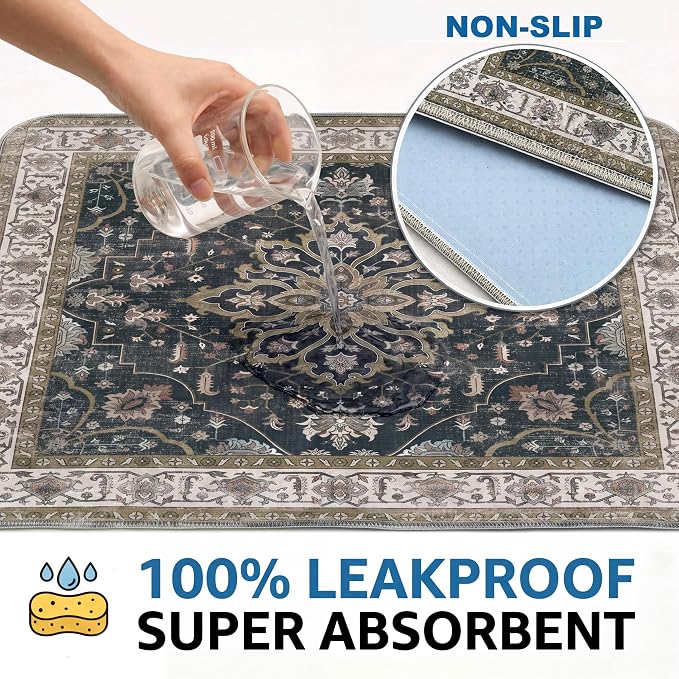Washable Pee Pads for Dogs,Great Urine Absorbent Reusable Puppy Training Pads,Waterproof,Leak-Proof & Non-Slip Potty Pads for Whelping,Crate,Playpen,Bed.(Black Floral,72"x72")