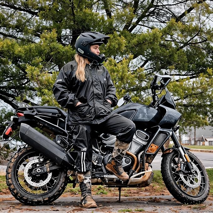BYKR Waterproof Outdoors Motorcycle Rain Suits for Men & Women Cycling 2-Piece Breathable & Windproof Wet Weather Protection