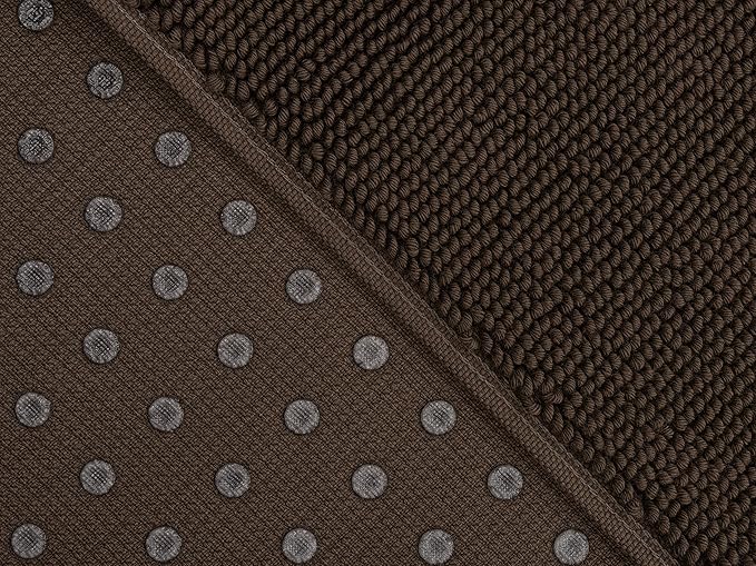 Cotton Paradise 100% Cotton Non Slip Bath Mats for Bathroom, 20x34 inch Soft Absorbent Quick Dry Machine Washable Floor Bath Mat, Brown Bath Rug