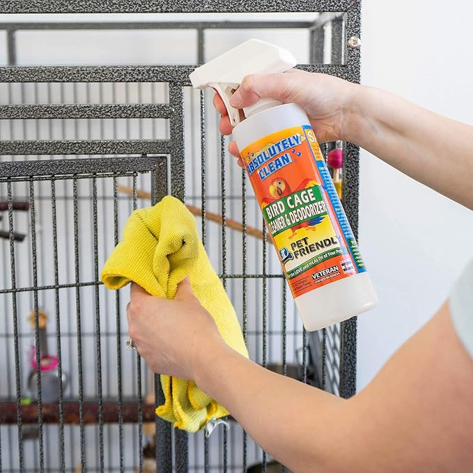 Absolutely Clean Amazing Bird Cage Cleaner and Deodorizer - Just Spray/Wipe - Safely & Easily Removes Bird Messes Quickly and Easily - Made in The US - Fragrance Free (16oz Pack of 1)