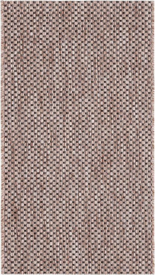 SAFAVIEH Washable Rug Outdoor Courtyard Collection - 2'3" x 5', Natural & Black, Non-Shedding & Easy Cleaning, Ideal for Patio, Front Door, Entryway, Mudroom, Doormat (CY8521-37312)