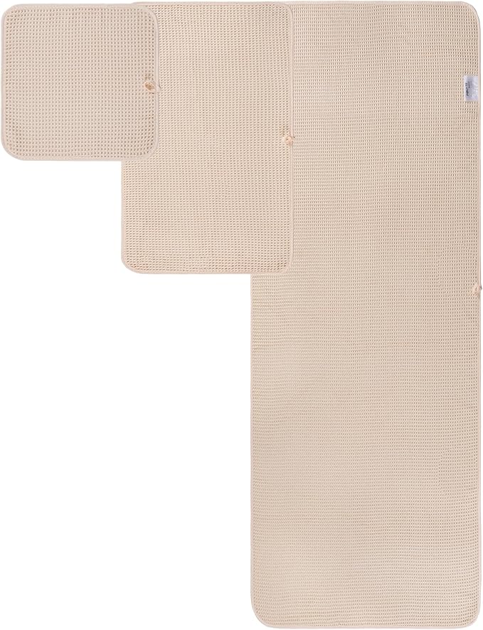 POLYTE Oversize, 60 x 30 in., Quick Dry Lint Free Microfiber Bath Towel Set, 6 Piece (Waffle Weave)