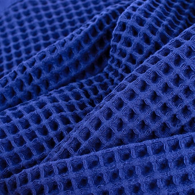 PÜSKÜL Premium Waffle Bath Towels Set of 2 - Organic 100% Turkish Cotton Bath Towel - Quick Dry, Absorbent, Light, Thin, 32x63 Large Waffle Towels for Bathroom (Navy Blue Bath Towels - Pack of 2)