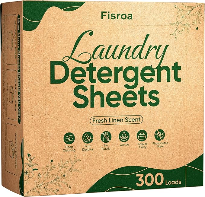 Laundry Detergent Sheets Eco-friendly 250 Loads Fisroa Clothes Washing Detergent Sheets Plastic-Free Washer Sheets