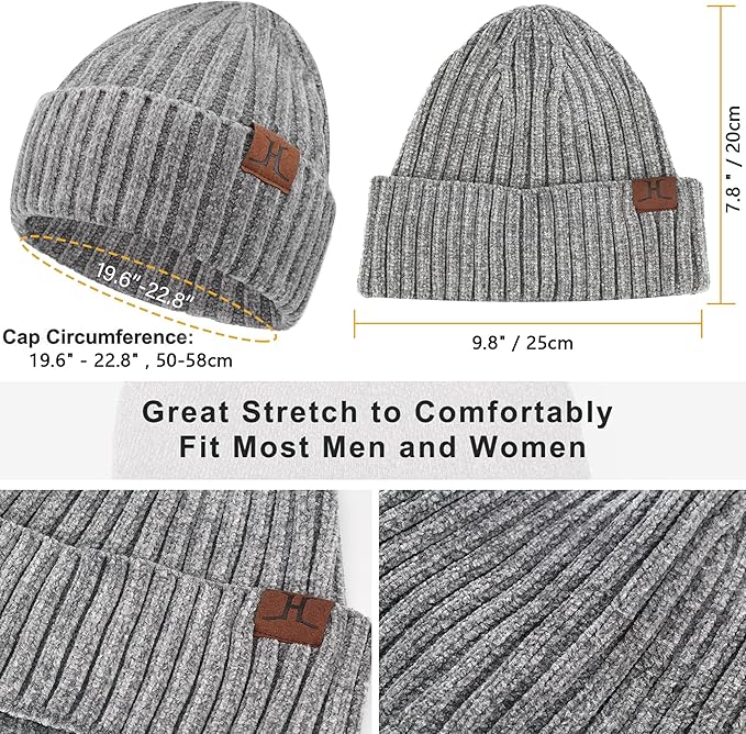 Womens Winter Knit Warm Hat Beanie Long Scarf Touch Screen Gloves Set Skull Caps Neck Scarves for Women
