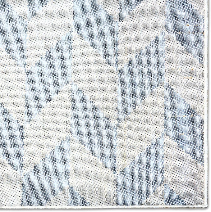 Nicole Miller New York Patio Country Calla Contemporary Herringbone Indoor/Outdoor Area Rug, Blue/Grey, 1'9"x2'11"