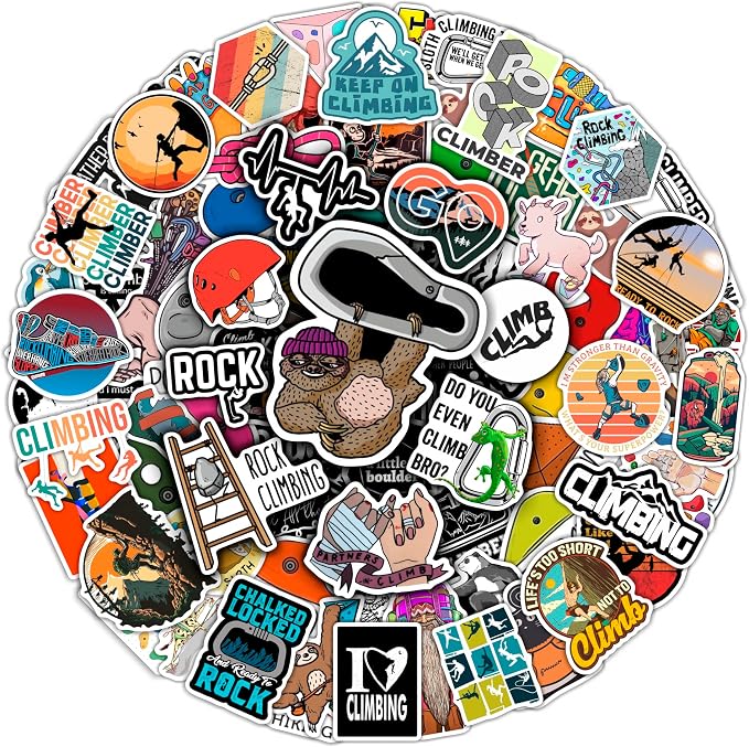 100Pcs Rock Climbing Stickers for Water Bottle and Laptop - Rock Climbing Party Supplies & Decorations, Waterproof Vinyl Decals, Adventure and Sport Stickers, Gifts for Women & Men