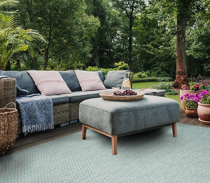 SAFAVIEH Courtyard Collection 8' x 11' Blue/Grey CY8653 Indoor/ Outdoor Patio Backyard Mudroom Area-Rug