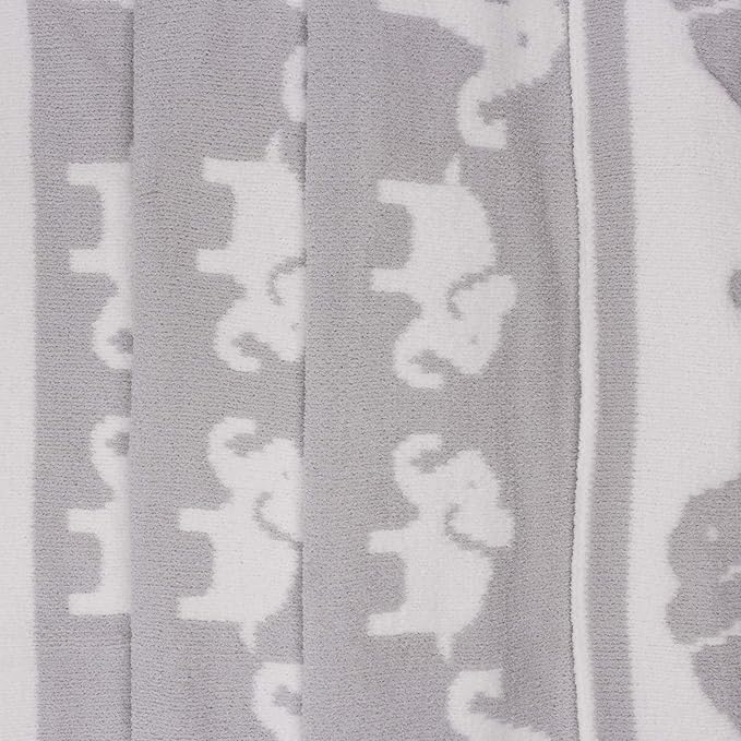 Chenille Baby Blanket for Boys & Girls, Soft Plush Toddler Blanket, 40"x30" (Grey Elephants)