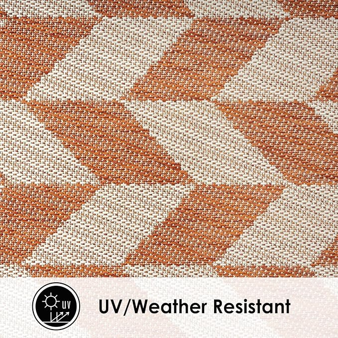 Nicole Miller New York Patio Country Calla Contemporary Herringbone Indoor/Outdoor Area Rug, Orange/Ivory , 7'9"x10'2"