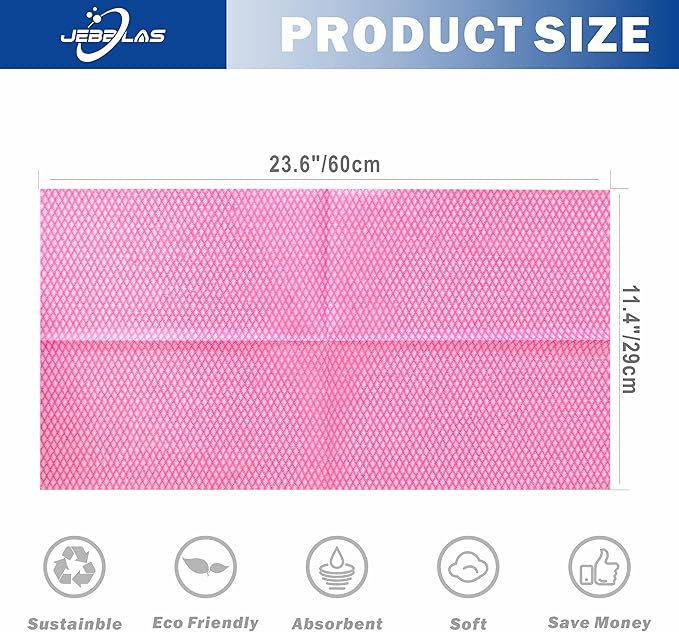 JEBBLAS 100 Ct Foodservice Cleaning Towel, Reusable Paper Towels,11.4" x 23.6" Kitchen Cloth, All Purpose Cleaning Towels, Foodservice Towel