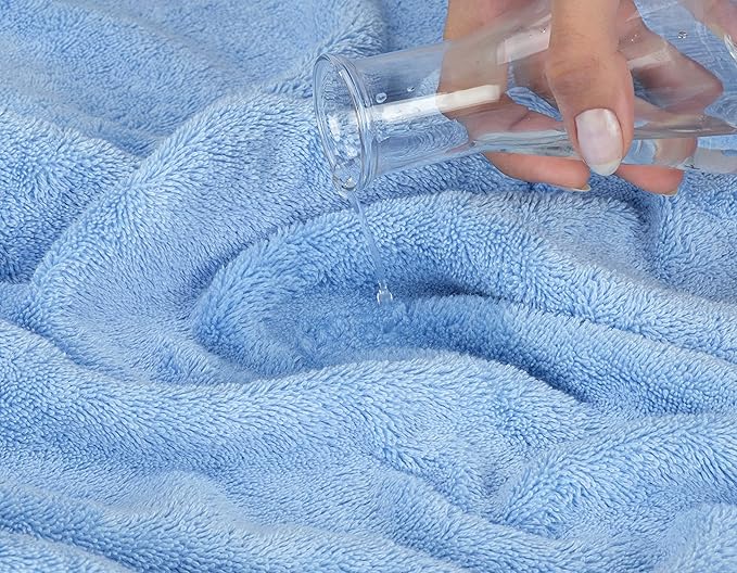 American Soft Linen Luxury 6 Piece Towel Set, 2 Bath Towels 2 Hand Towel 2 Washcloths, 600 GSM 100% Cotton Turkish Towels for Bathroom, Sky Blue Towel Sets
