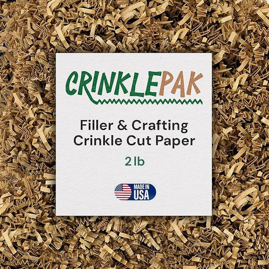 2LB USA Made Kraft Crinkle Paper Filler | Great Shredded Paper For Gift Baskets, Shipping Packages, Gift Box, Basket Filler, Birthdays, Weddings, Anniversaries | Kraft Crinkle Shred