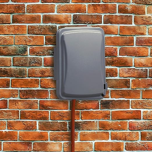 TayMac MM110G Weatherproof Single Outlet Outdoor Receptacle Cover, 5/8 Inches Deep, Grey