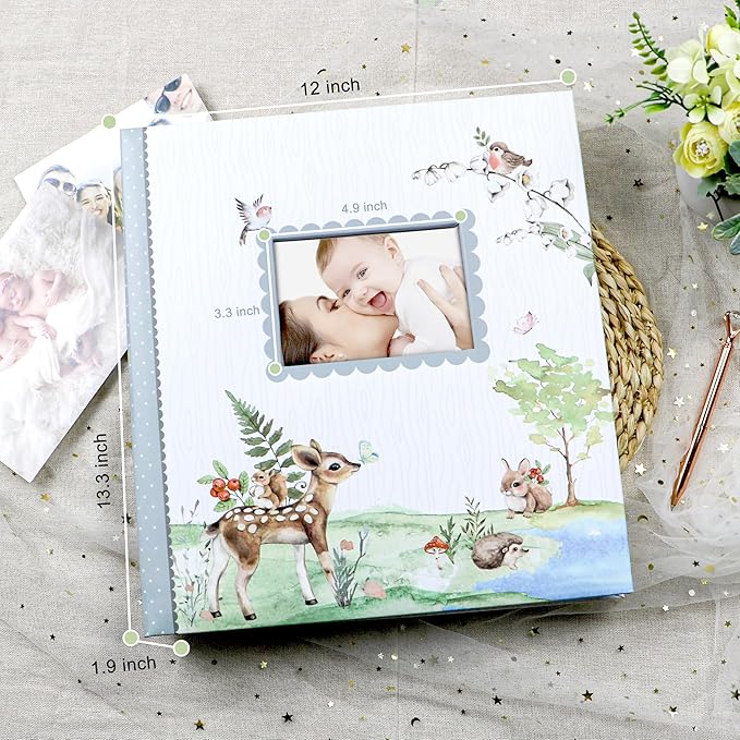 Holoary Baby Photo Album 4x6 500 Photos, Newborn Baby Keepsake Gifts for Baby Boy/Girl and New Parents, Woodland Animals Design Baby Photo Albums