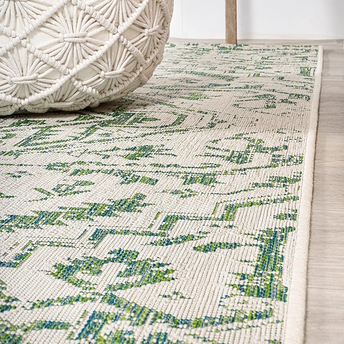 JONATHAN Y Boho Medallion Indoor Outdoor Area Rug 3X5 Green/Cream, Estrella Textured Weave for Backyard, Patio, Porch, Easy-Cleaning, High Traffic, Pet-Friendly, Non-Shedding (SMB105G-3)