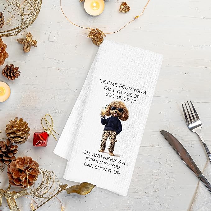 Funny Poodle Kitchen Towels, Poodle Hand Towels for Bathroom, Poodle Decor Dish Towels Tea Towels for Kitchen, Dog Bathroom Decor, Poodle Gifts for Women, Standard Poodle Gifts, 16x24 Inch