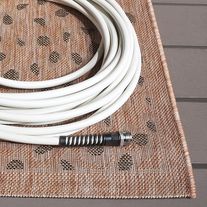 SAFAVIEH Washable Rug Outdoor Courtyard Collection - 6'7" x 9'6", Natural & Gold, Non-Shedding & Easy Cleaning, Ideal for Patio, Backyard, Mudroom (CY6104-39)