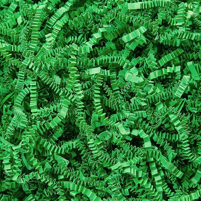 Mefleet 1/2 LB Crinkle Cut Paper Shred Filler 8 oz Green Crinkle Shredded Paper for Gift Box - Gift Basket Bag Filler - Grass Cushion Stuffing for Easter, Mother's day, Holiday Packaging Wrapping