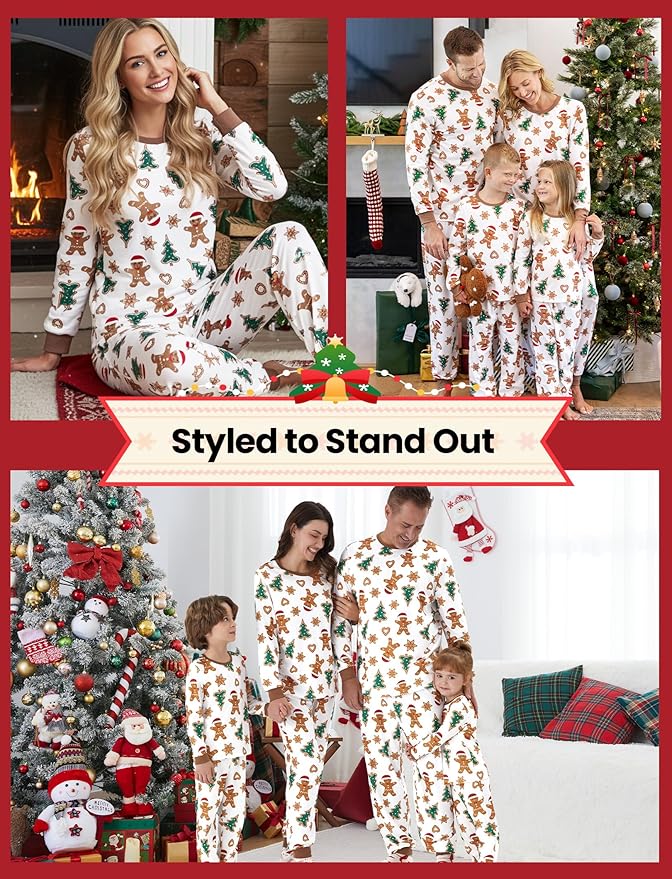 PATPAT Christmas Family Matching Pajama Sets Includes Christmas Socks - Perfect for Family Photos & Holiday Celebrations