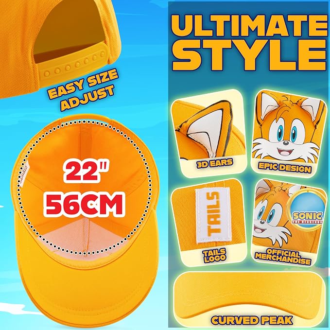 Sonic the Hedgehog Boys Baseball Cap Kids Sun Hat for Summer Beach Outdoor Play Cotton Ball Cap Gifts for Boys
