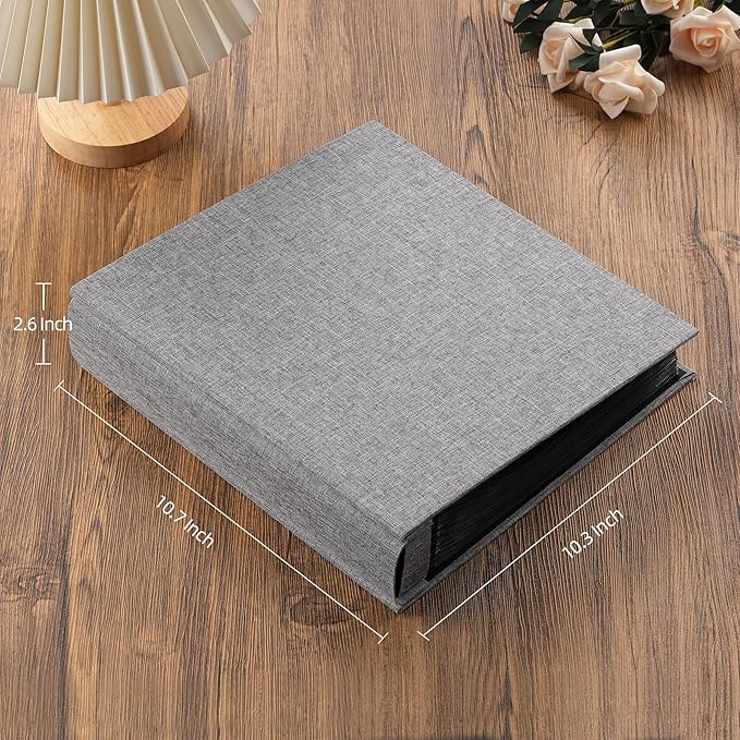 potricher Small 8x10 Photo Album 160 Pockets Linen Cover Large Capacity Picture Book for Family Wedding Anniversary and Baby (Grey)