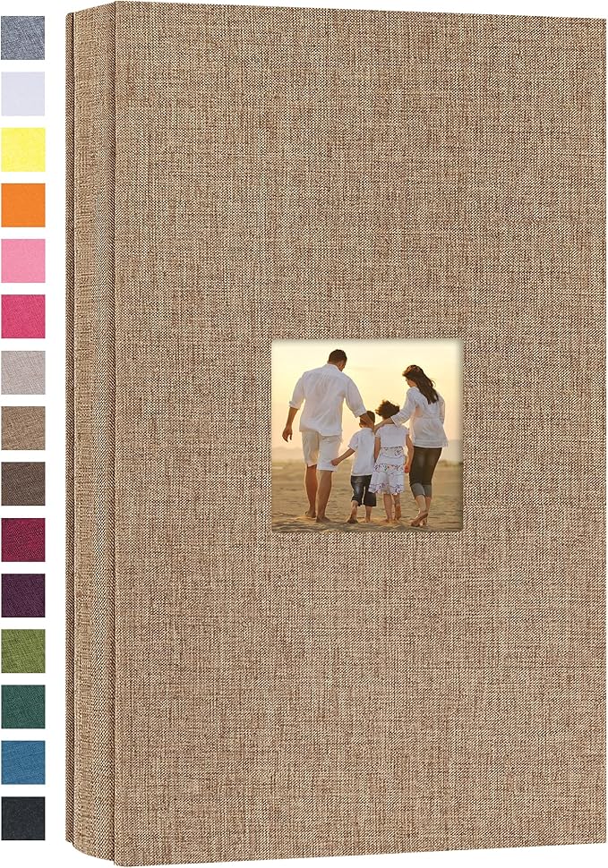 potricher Small Photo Album 4x6 300 Photos Linen Cover Picture Photo Book for Family Wedding Anniversary Baby Vacation (Khaki,300 Pockets)