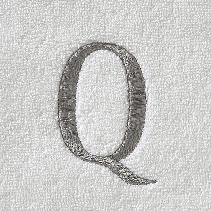 SKL Home Casual Monogram Hand Towel (2-Pack), Q, 16x26, White
