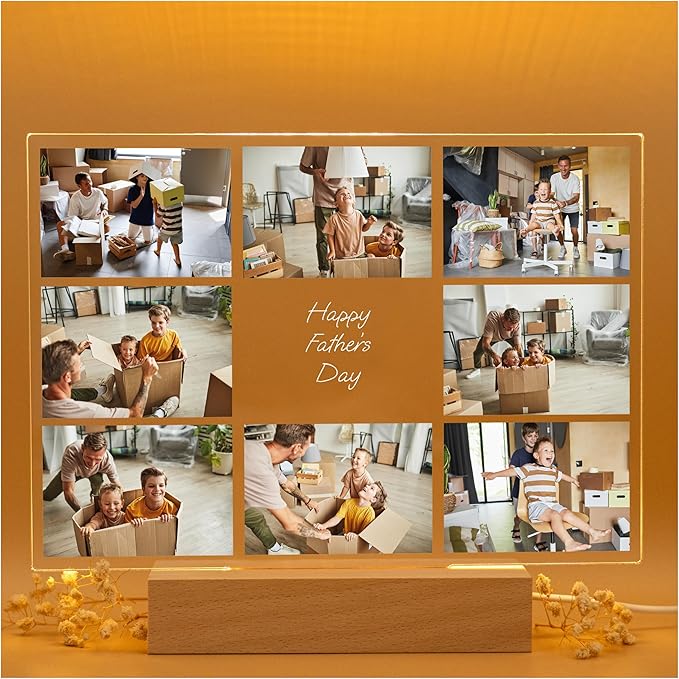 LED Acrylic Gifts for a Dad Customized - Personalized Fathers Day/Unique Birthday Gift Dad from Kids - Photo Fathers Day Present From Daughter