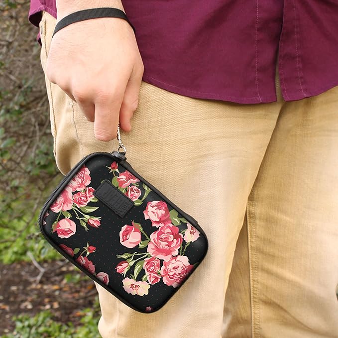 USA Gear Portable WiFi Hotspot for Travel Carrying Case - Internet Booster Case with Wrist Strap Compatible with 4G LTE Wi-Fi Mobile Hotspots from Verizon Orbic, Netgear, Huawei, GlocalMe - Floral