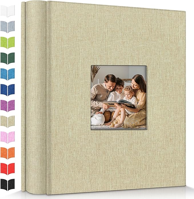 Photo Album 4x6 with 600 Pockets,Slip-in Picture Albums,Linen Cover Memory Book with Front Window,White Page Vertical Photo Book for Wedding,Family,Anniversare,Baby,Vacation
