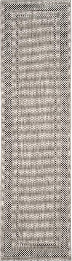SAFAVIEH Courtyard Collection 2'3" x 10' Beige/Black CY8477 Indoor/ Outdoor Waterproof Easy Cleaning Patio Backyard Mudroom Runner Rug