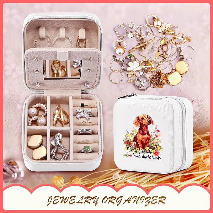 Dachshund Jewelry Box, Gifts For Teens Girls, Dachshund Lovers Stuff Items Accessories Things Merchandise Decor Merch, Travel Ring Earrings Necklace Organizer Holder!