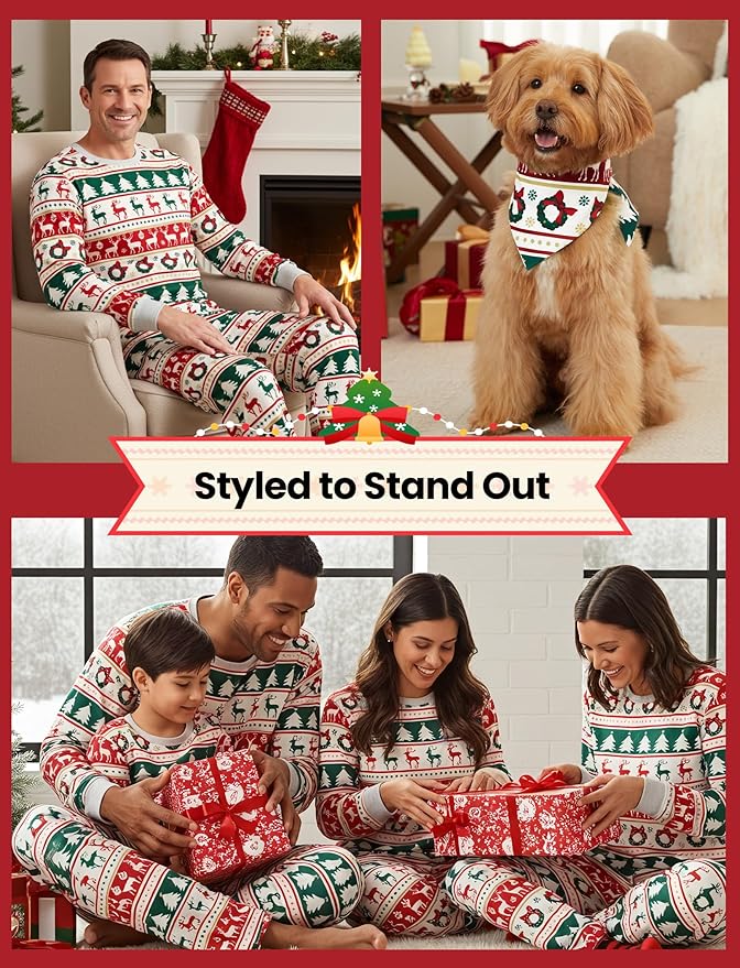 PATPAT Christmas Family Matching Pajama Sets Includes Christmas Socks - Perfect for Family Photos & Holiday Celebrations
