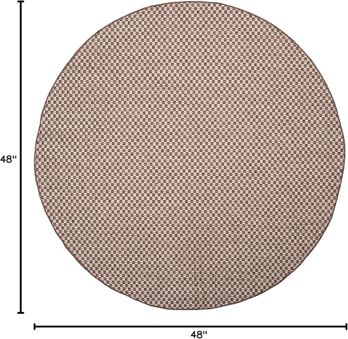 SAFAVIEH Courtyard Collection 4' Round Light Brown/Light Grey CY8653 Indoor/Outdoor Non-Shedding Easy Cleaning Patio Backyard Porch Deck Mudroom Area Rug