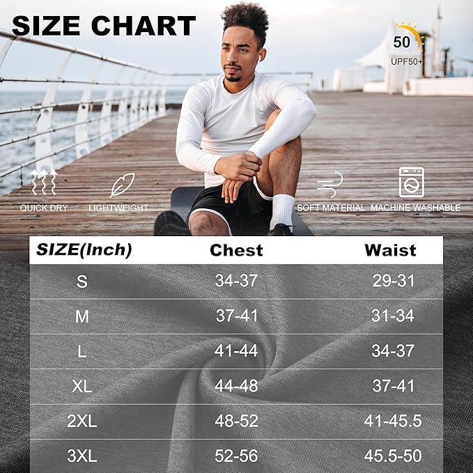 MLYENX 7 Pack Long Sleeve Shirts for Men UPF 50+ UV Sun Protection Quick Dry Moisture Wicking Workout Tee Shirts