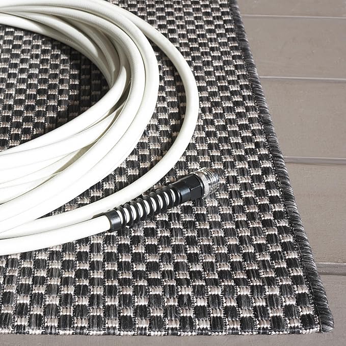 SAFAVIEH Courtyard Collection 2' x 3'7' Black/Beige CY8521 Indoor/ Outdoor Patio Backyard Mudroom Accent Rug